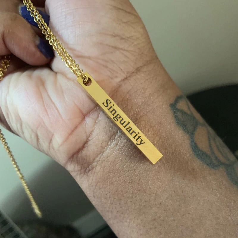 Custom Vertical Bar Necklace, Engraved Date Name