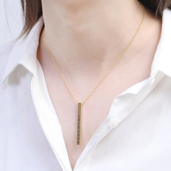 Custom Vertical Bar Necklace, Engraved Date Name