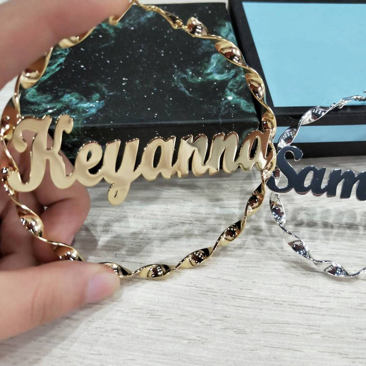 Twist Hoop Name Earring For Women