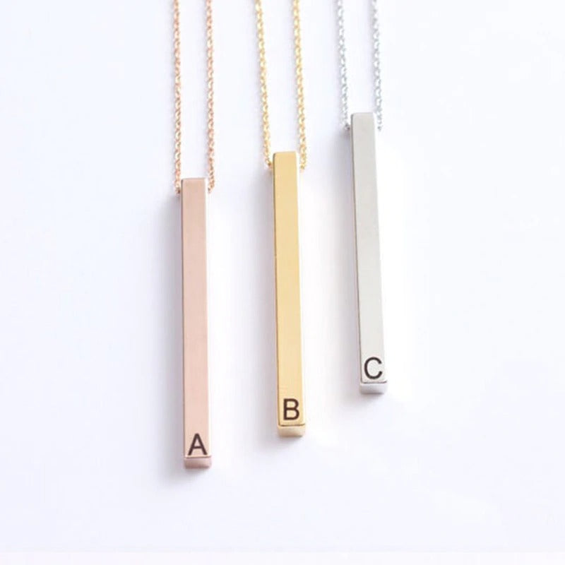 Custom Vertical Bar Necklace, Engraved Date Name