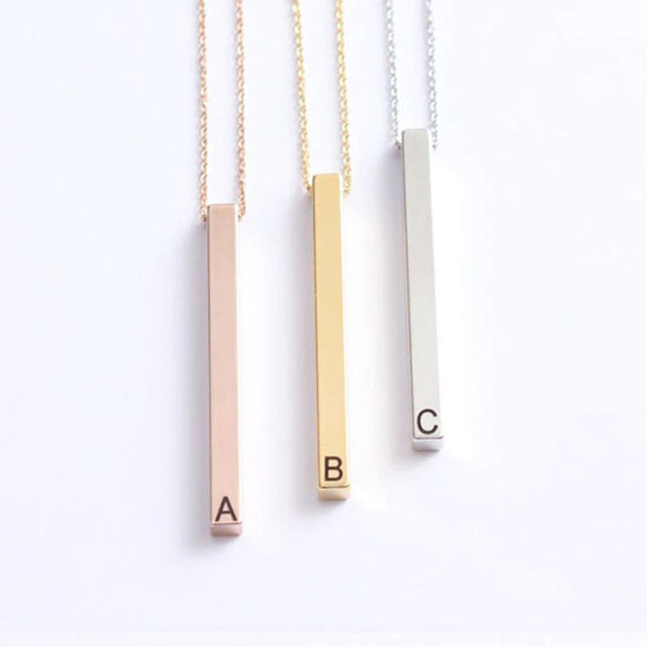 Custom Vertical Bar Necklace, Engraved Date Name