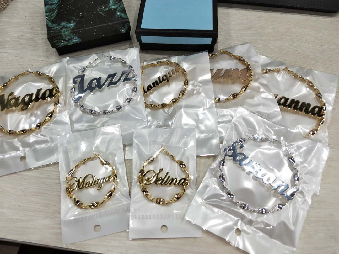 Twist Hoop Name Earring For Women