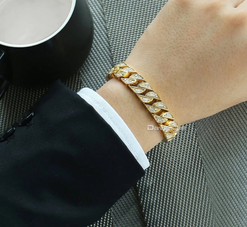 HipHop Cubic Zirconia Necklace & Bracelet Set