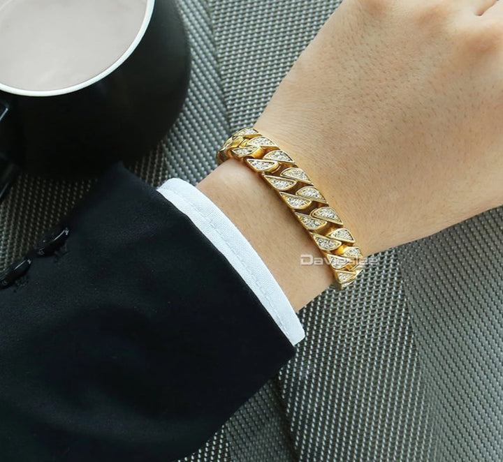 HipHop Cubic Zirconia Necklace & Bracelet Set