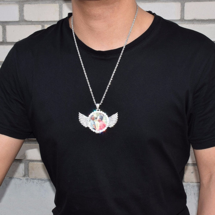 Custom Angel Wing Necklace-Best Gifts For Men- Necklace With Picture Inside