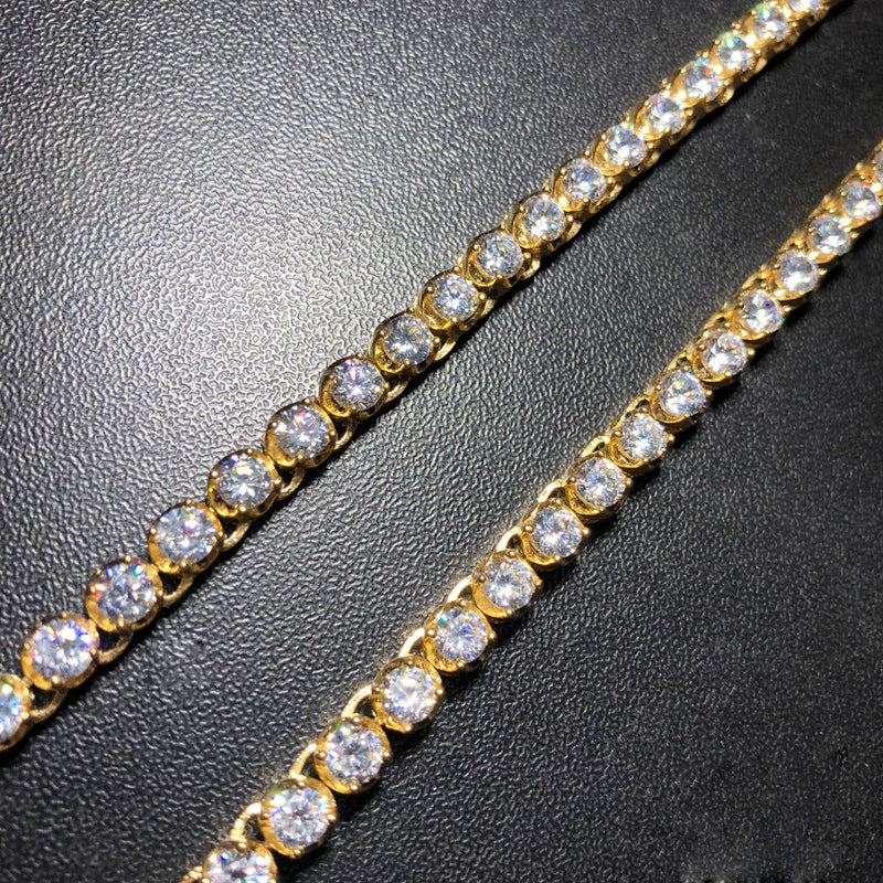 Hip Hop Jewelry Sets- Flower CZ 4mm 6mm Tennis Chain