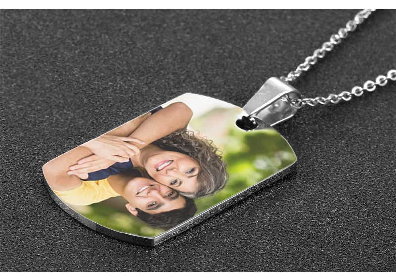 Personalized Photo Necklace-With Back Engraved