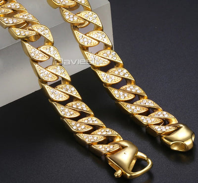 HipHop Cubic Zirconia Necklace & Bracelet Set