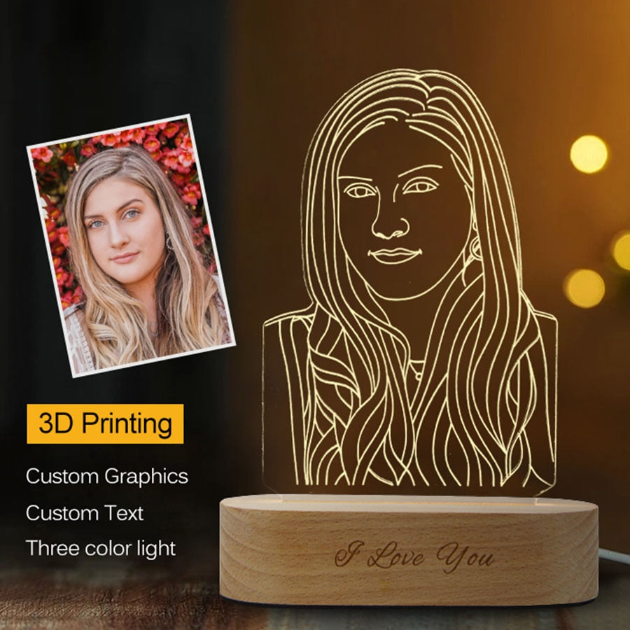 custom photo 3d lamp 