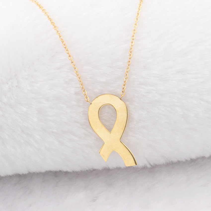 Breast Cancer Awareness Ribbon Pendant Necklace