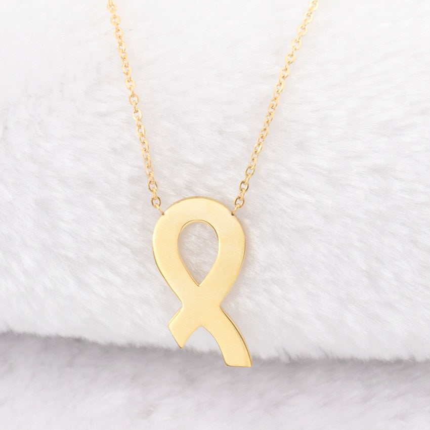 Breast Cancer Awareness Ribbon Pendant Necklace