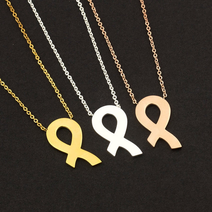 Breast Cancer Awareness Ribbon Pendant Necklace