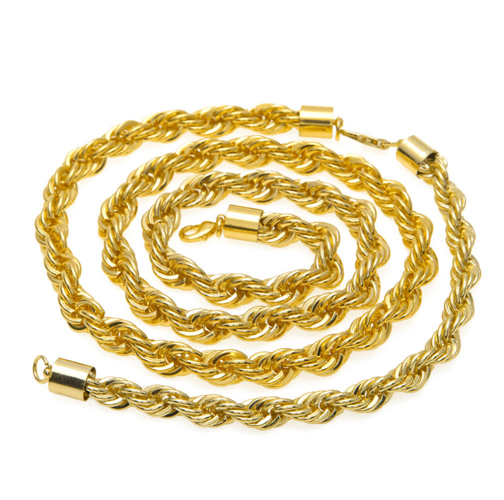 Hip Hop Jewelry Sets- 10mm Rope Chain Necklace & Bracelet