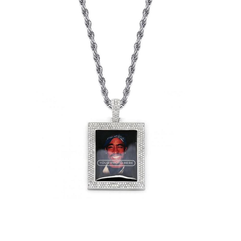 Personalized 14K Gold Square Photo Pendant Necklace