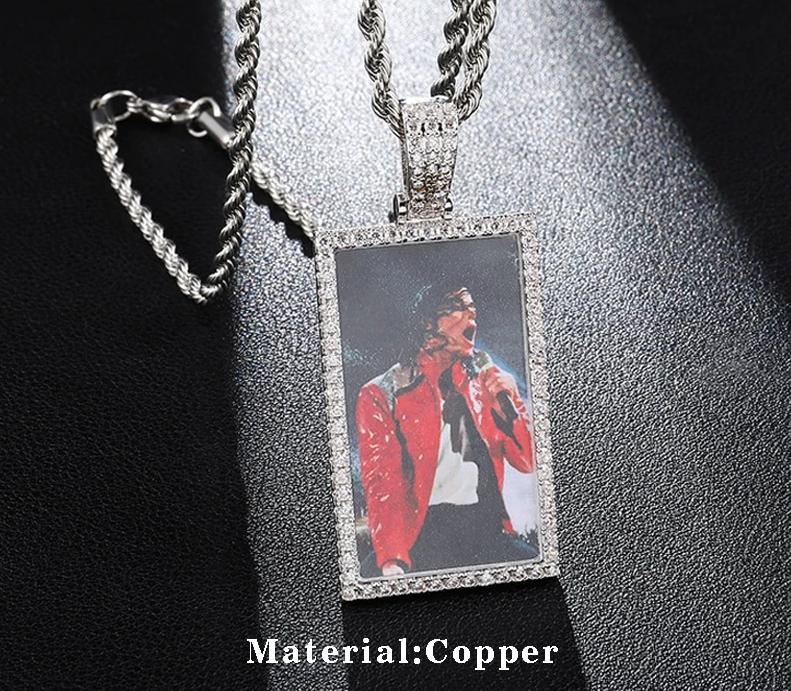 Custom Picture Necklace-Square Pendant Necklace- Personalized Necklace For Men