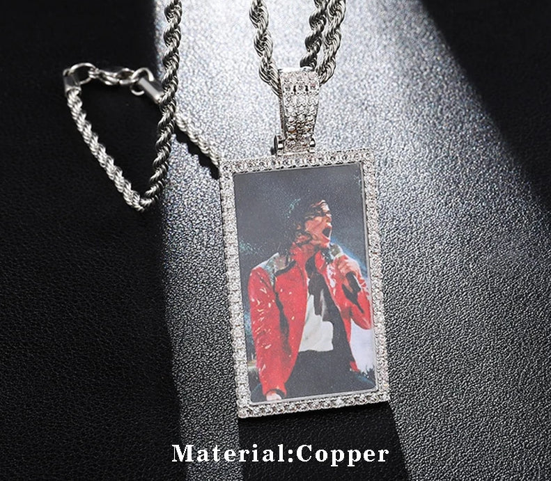 Personalized Square Pendant Necklace- Men's Medallion Necklace