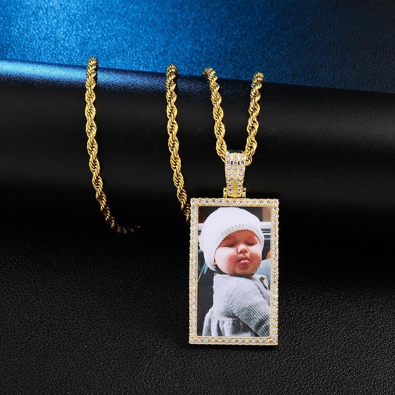 Custom Picture Necklace-Square Pendant Necklace- Personalized Necklace For Men