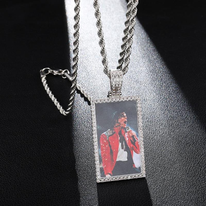 Custom Picture Necklace-Square Pendant Necklace- Personalized Necklace For Men