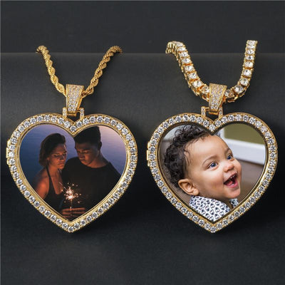 Custom Heart Photo Medallions Necklace Christmas Gifts For Dad