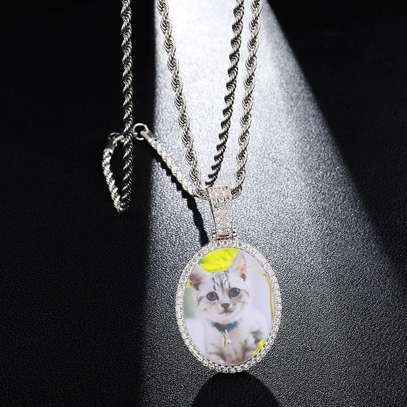 Memory Pendant- Hip Hop Pendant-Oval Pendant Necklace