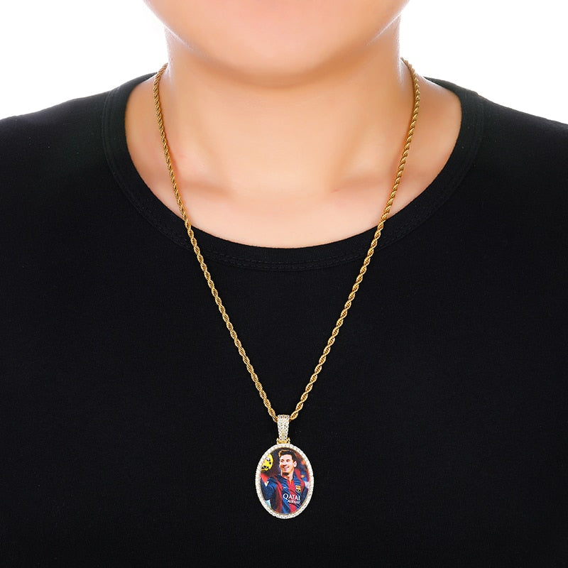 Memory Pendant- Hip Hop Pendant-Oval Pendant Necklace
