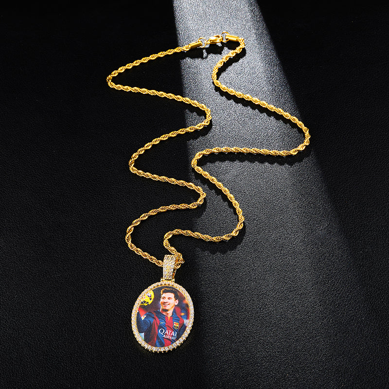 Memory Pendant- Hip Hop Pendant-Oval Pendant Necklace