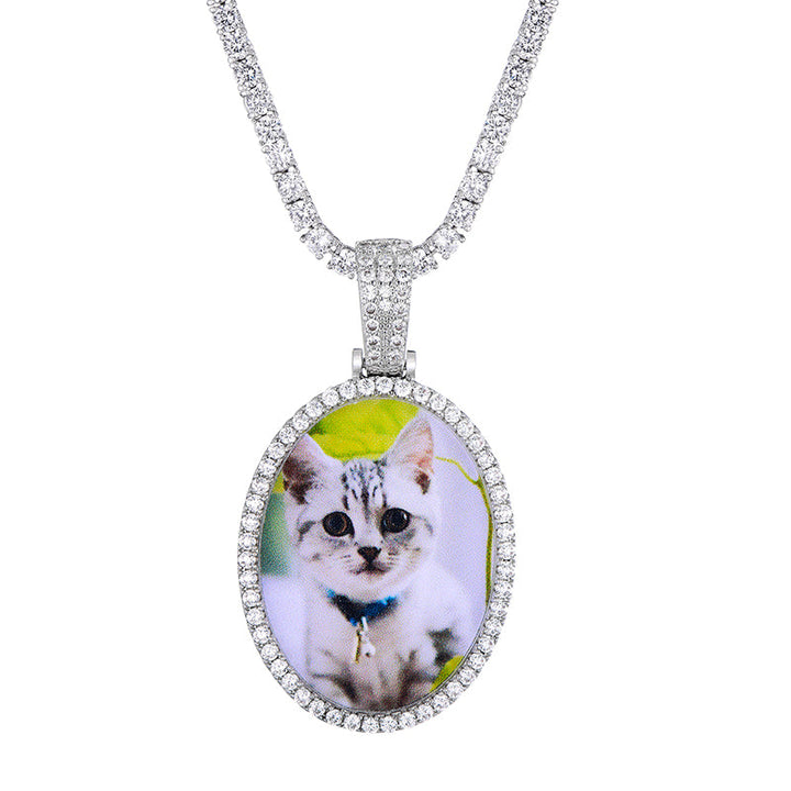 Memory Pendant- Hip Hop Pendant-Oval Pendant Necklace