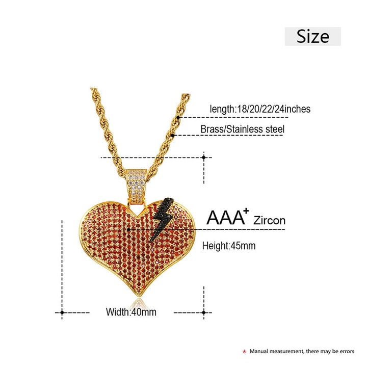 Broken Heart Pendant Necklace - Hip Hop Jewelry For Women Men