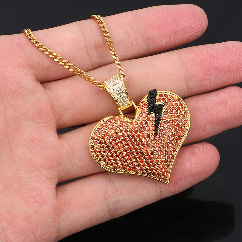 Broken Heart Pendant Necklace - Hip Hop Jewelry For Women Men