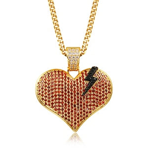Broken Heart Pendant Necklace - Hip Hop Jewelry For Women Men