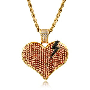 Broken Heart Pendant Necklace - Hip Hop Jewelry For Women Men
