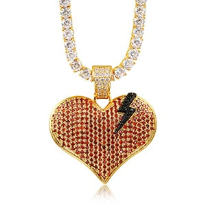 Broken Heart Pendant Necklace - Hip Hop Jewelry For Women Men