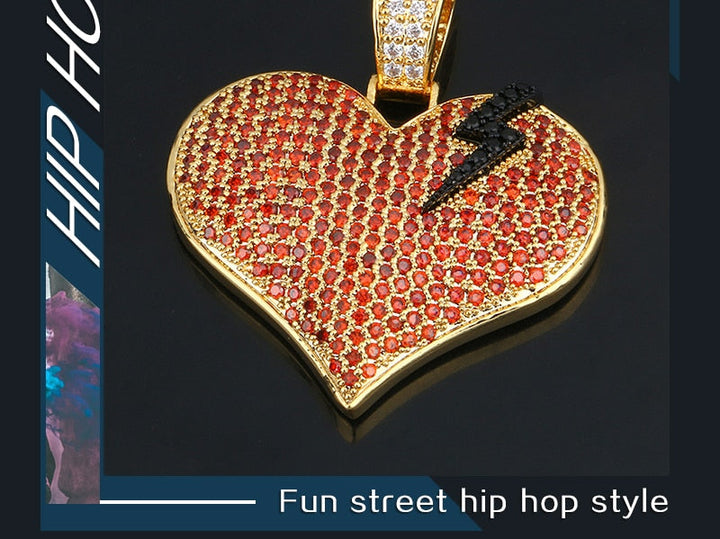 Broken Heart Pendant Necklace - Hip Hop Jewelry For Women Men