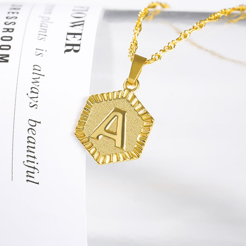Vintage Charm Necklace - Initial Alphabet Necklace