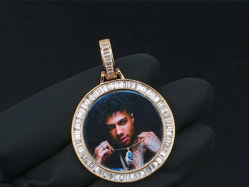 18K Gold Plated Photo Necklace- Hip-Hop Gifts For Men- Memory Medallion Necklace