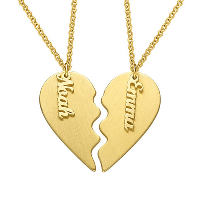 Personalized Couple Heart Necklace- Gifts For Couple- Necklace For Couple