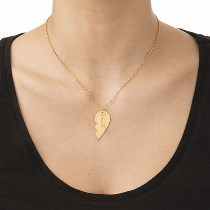 Personalized Couple Heart Necklace- Gifts For Couple- Necklace For Couple