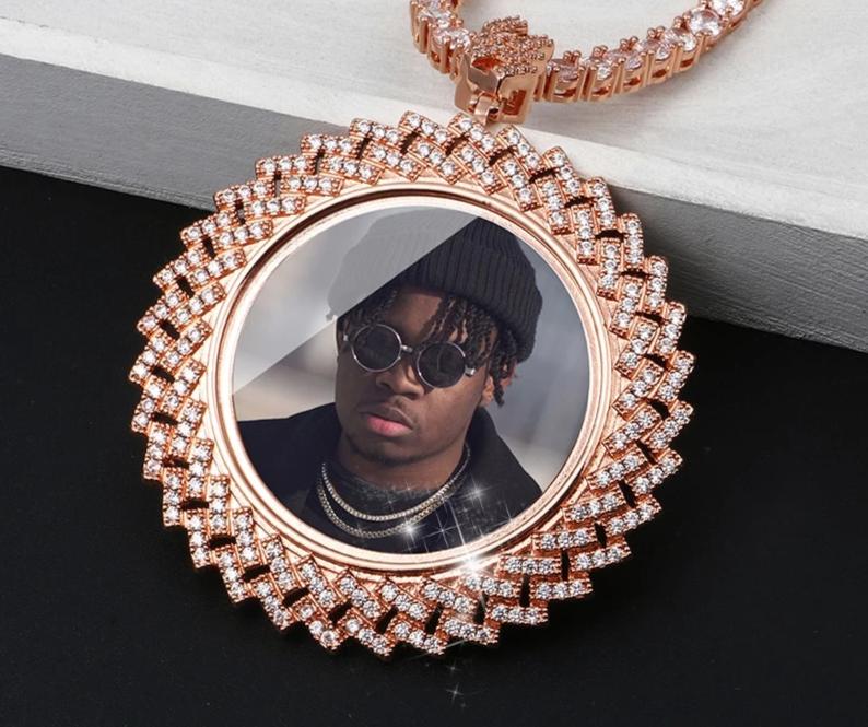 Custom 14k Gold Photo Memory Pendant Necklace For Boyfriend