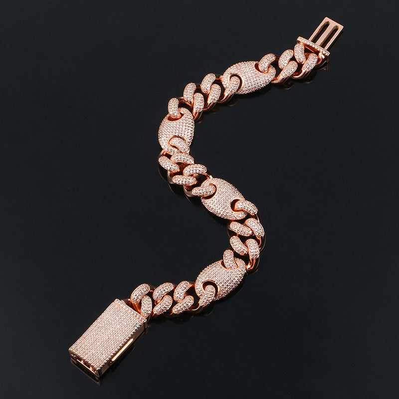 13mm Iced Out AAA CZ Crystal Cuban Chain Miami Link Bracelet
