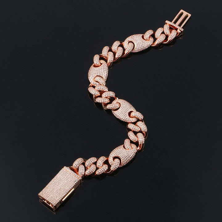 13mm Iced Out AAA CZ Crystal Cuban Chain Miami Link Bracelet