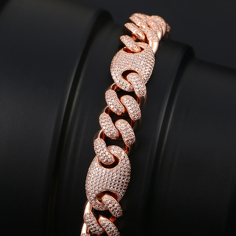 13mm Iced Out AAA CZ Crystal Cuban Chain Miami Link Bracelet