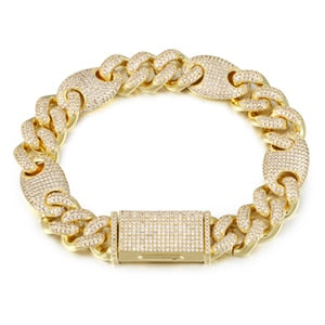 13mm Iced Out AAA CZ Crystal Cuban Chain Miami Link Bracelet