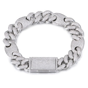 13mm Iced Out AAA CZ Crystal Cuban Chain Miami Link Bracelet