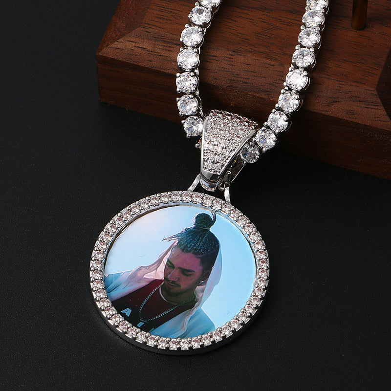 Custom Photo Medallions Necklace With Back Engraved Your Name And Date