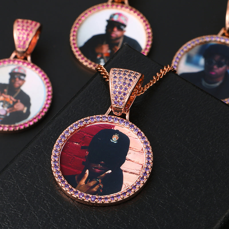 Custom Photo Medallions Necklace With Back Engraved Your Name And Date