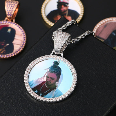 Custom Photo Medallions Necklace With Back Engraved Your Name And Date