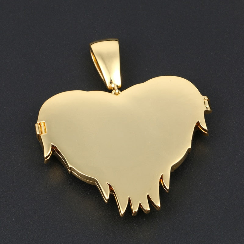 Personalized 14k Gold Heart Photo Pendant Necklace
