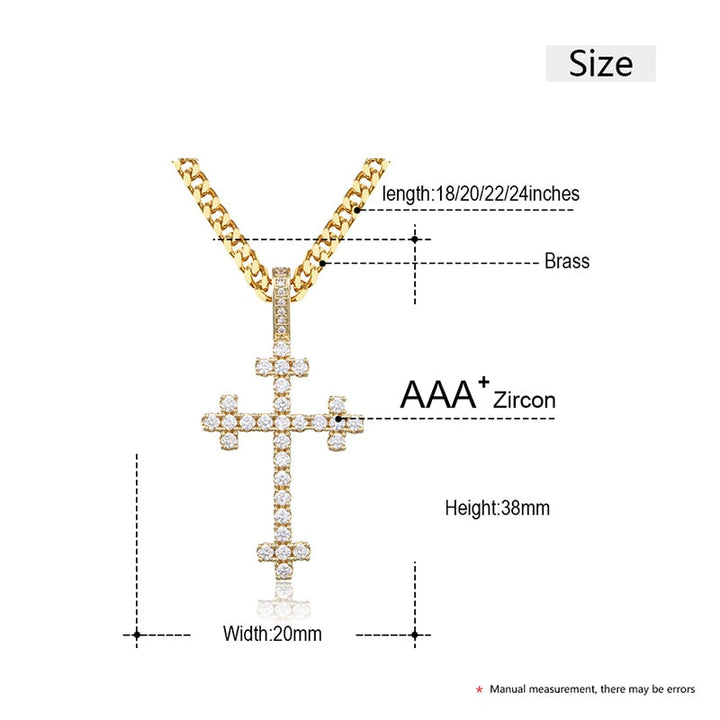 Cross With Bling Crystal Pendant Necklace - Religious Iced Out Necklace For Men