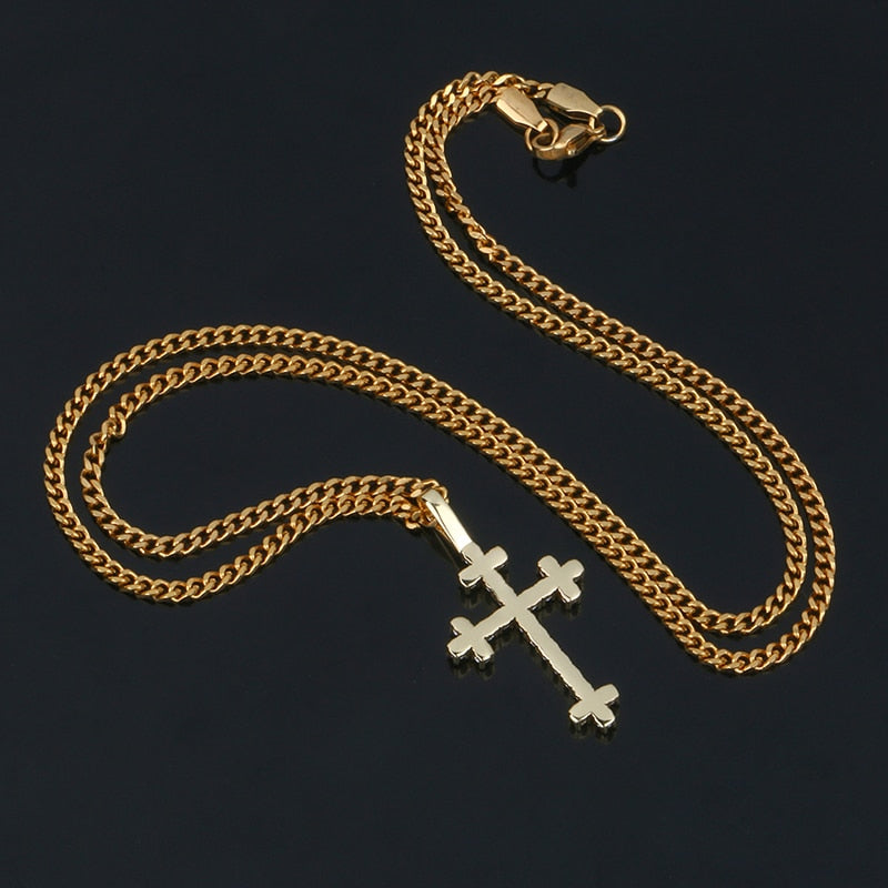Cross With Bling Crystal Pendant Necklace - Religious Iced Out Necklace For Men