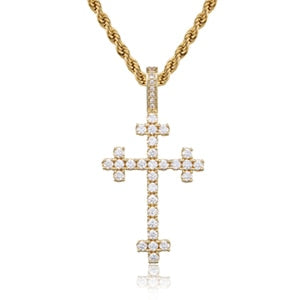 Cross With Bling Crystal Pendant Necklace - Religious Iced Out Necklace For Men